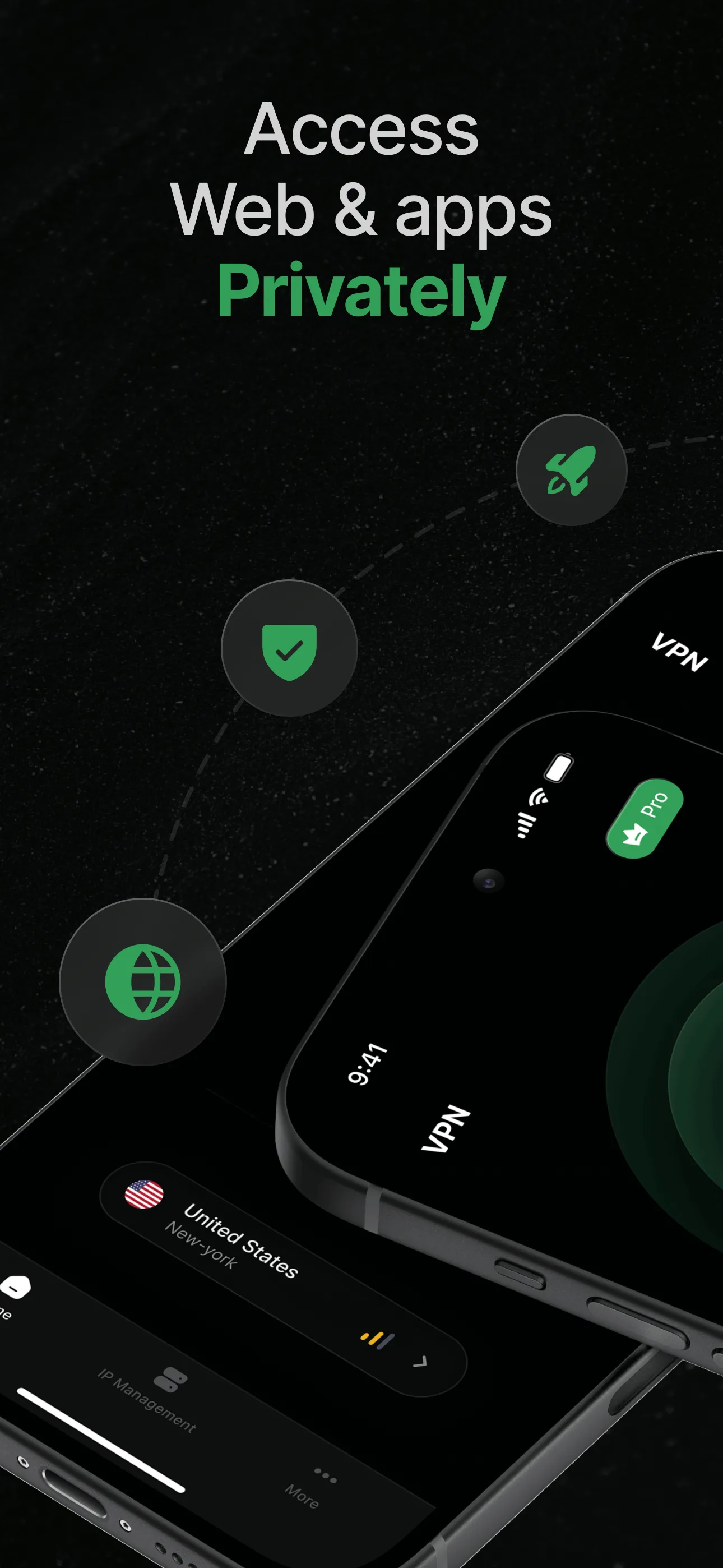 Star VPN promotional screen illustrating private access to websites and apps